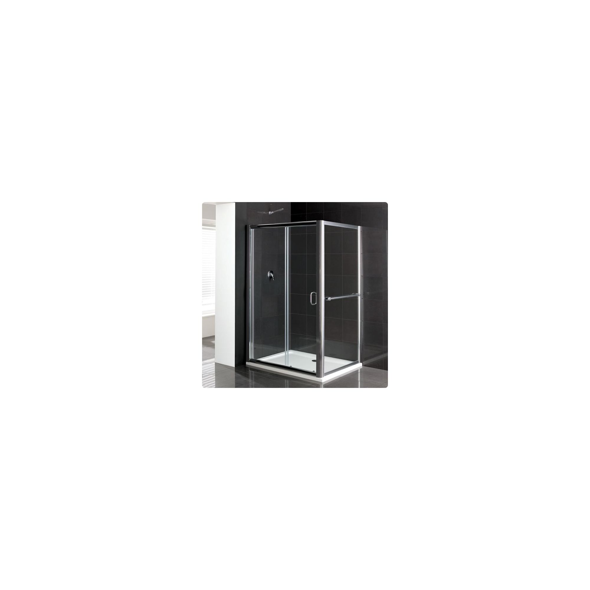 Duchy Elite Silver Sliding Door Shower Enclosure, 1000mm x 700mm, Standard Tray, 6mm Glass at Tesco Direct