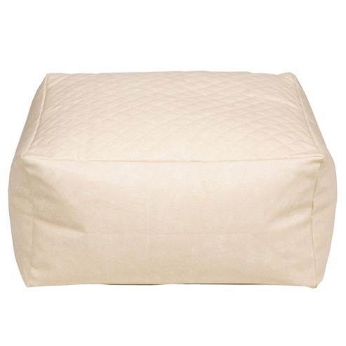 Image of Kaikoo Faux Leather Quilted Bean Bag Slab, Cream