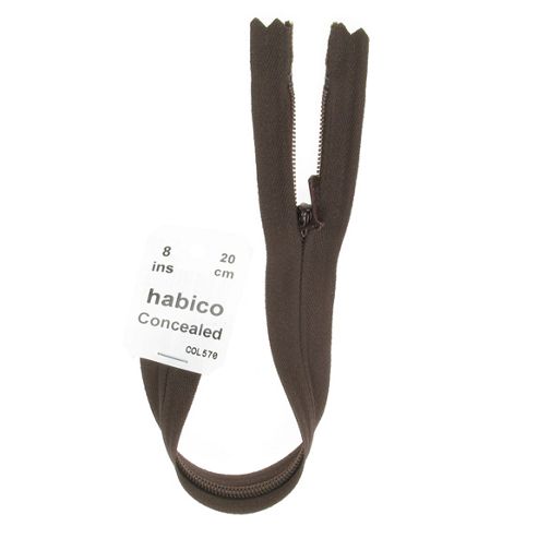 Image of Concealed Zip - 20cm - Brown