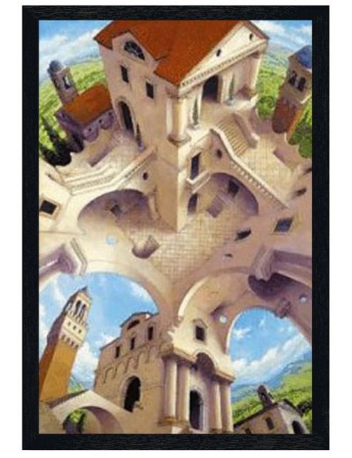Image of Impossible Black Wooden Framed Temple Of Possibilities Poster