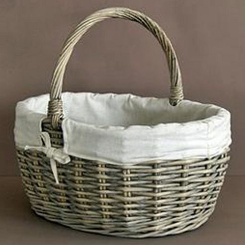 Image of Weave - Lined Storage / Shopping Basket - Natural / Cream