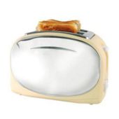 Lloytron E2013CR Wide Slot 2 Slice 1050w Polished Steel Panel Toaster - Cream