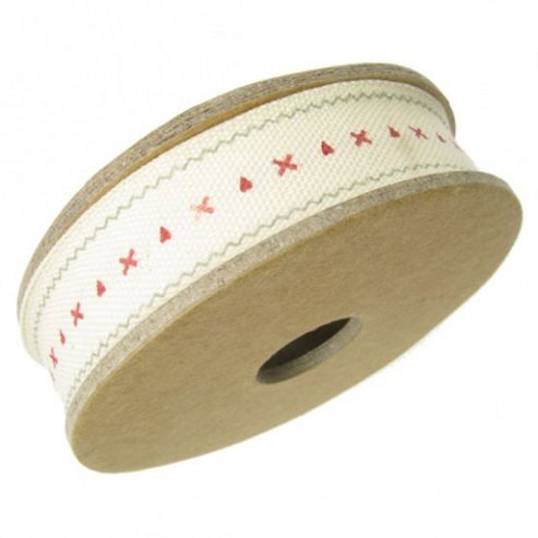 Image of Ribbon Reel - Red Hearts And Kisses On Cream