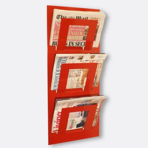 Image of The Metal House Triple Tier Magazine Rack - Red