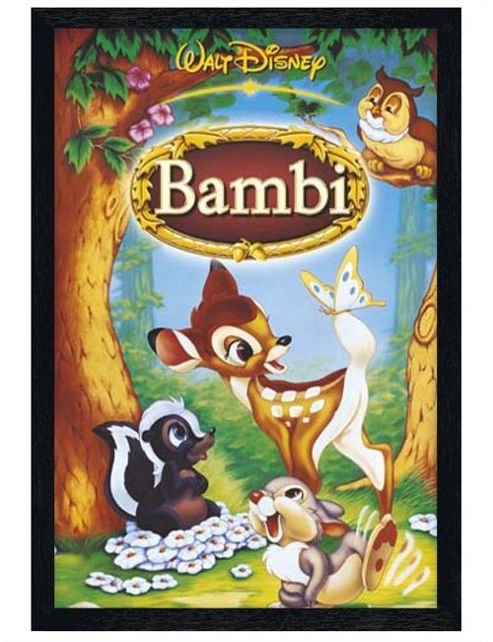 Image of Black Wooden Framed Walt Disney Bambi And Friends Poster