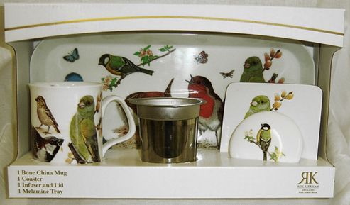 Image of Roy Kirkham Garden Birds Infuser Mug, Coaster & Tray Set