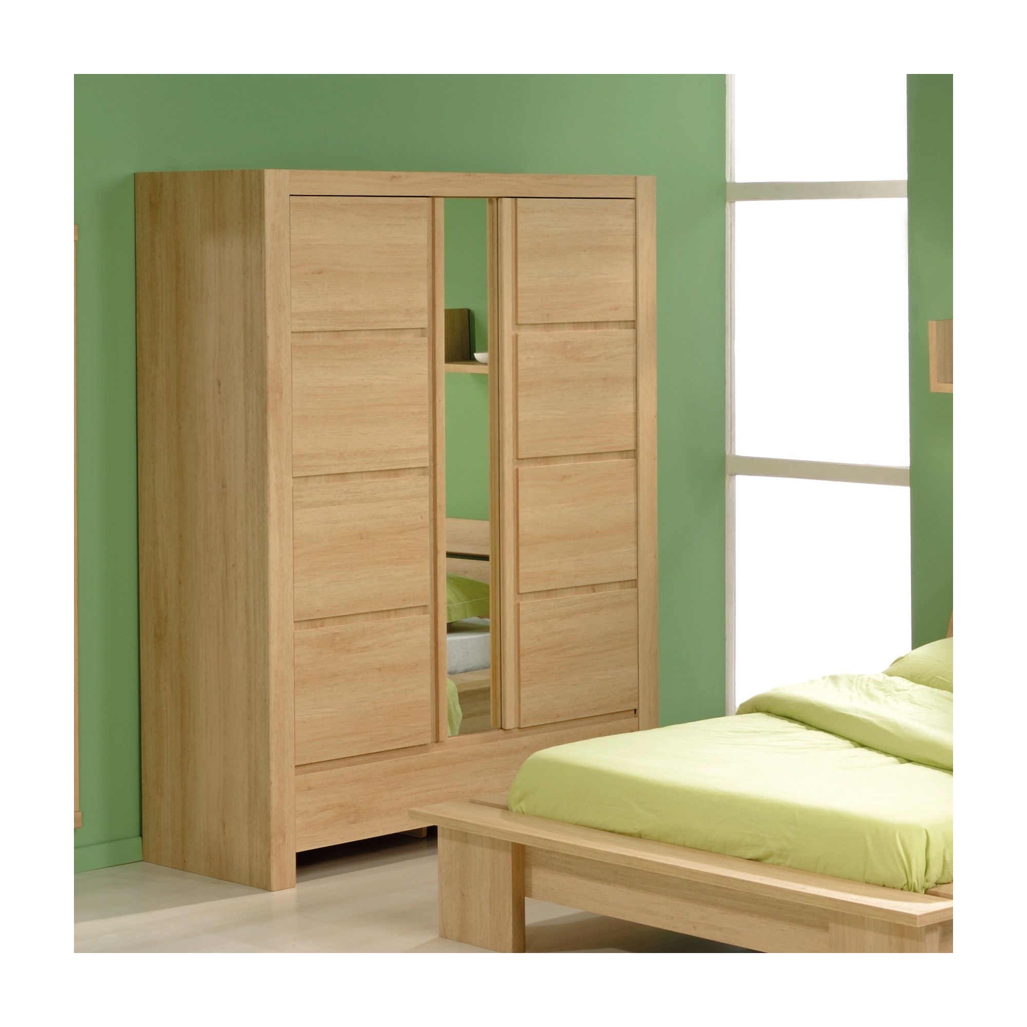 Parisot Spa Mirrored Two Door Wardrobe in Natural Oak at Tesco Direct