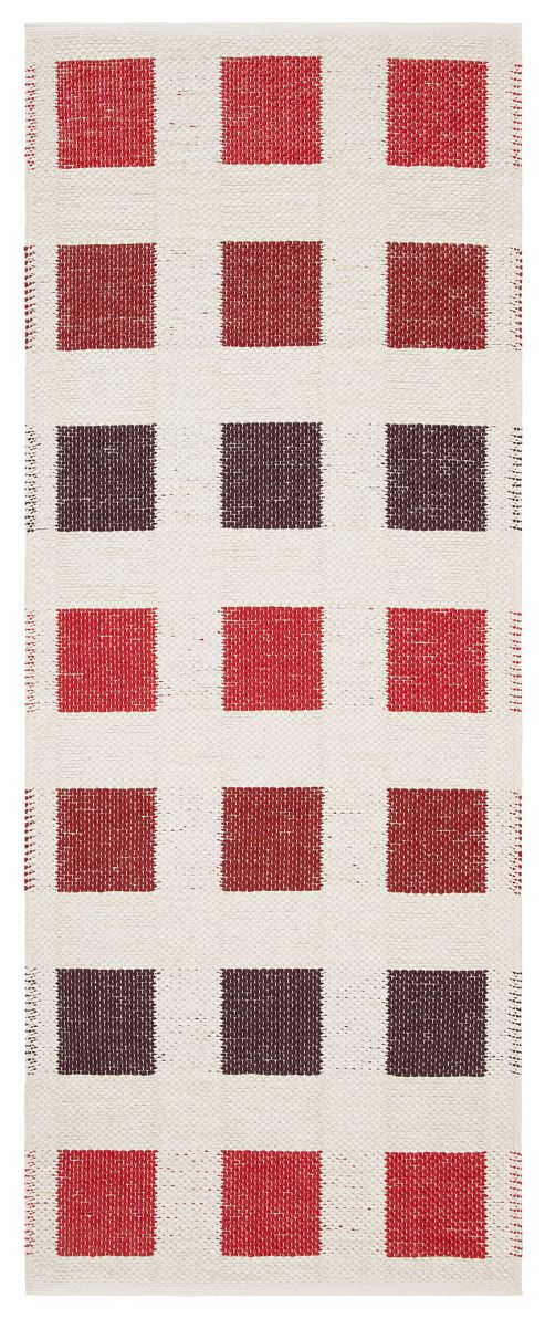 Image of Swedy Cubo White / Red Rug - 60 Cm X 110 Cm (2 Ft X 3 Ft 7 In)