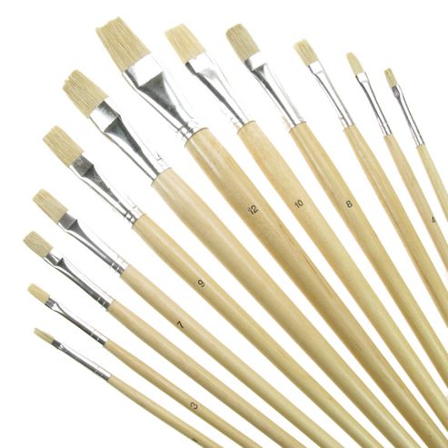 Image of Value Brush Set White Bristle Lh Flat 12 Pack
