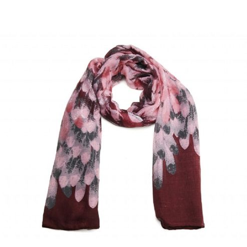Image of Tonal Pink Feather Print Long Scarf