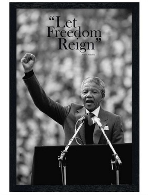 Image of Nelson Mandela Black Wooden Framed Let Freedom Reign Poster
