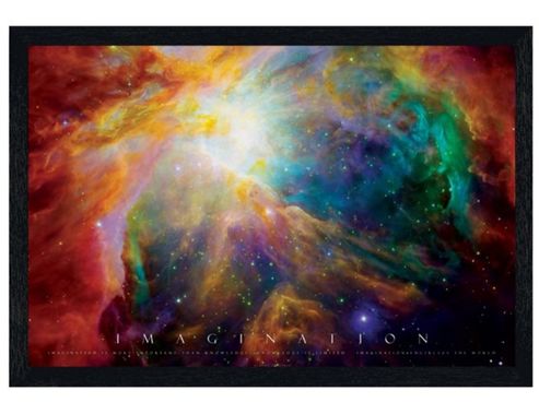 Image of Albert Einstein Black Wooden Framed Imagination Poster