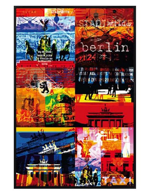 Image of Berlin Gloss Black Framed Funky Collage Poster