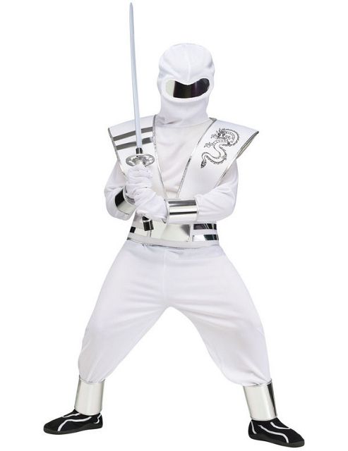 Image of Child White Mirror Ninja Costume Medium