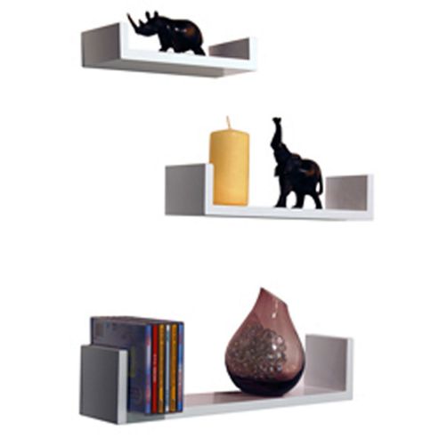 Image of Wall Mounted Display Storage Shelves - Set Of 3 - White