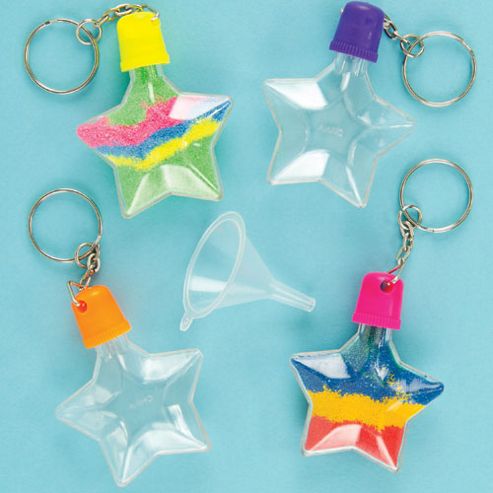 Image of Star Shaped Sand Art Craft Keyrings (pack Of 5)