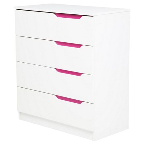 Image of Otto 4 Drawer Chest White With White/pink/blue Insert