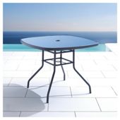 Seville Round Glass/Steel Table - Charcoal