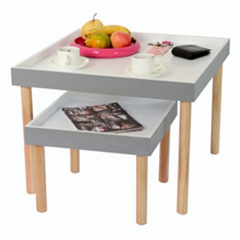 Image of Tray Table Set - Grey / White / Pine