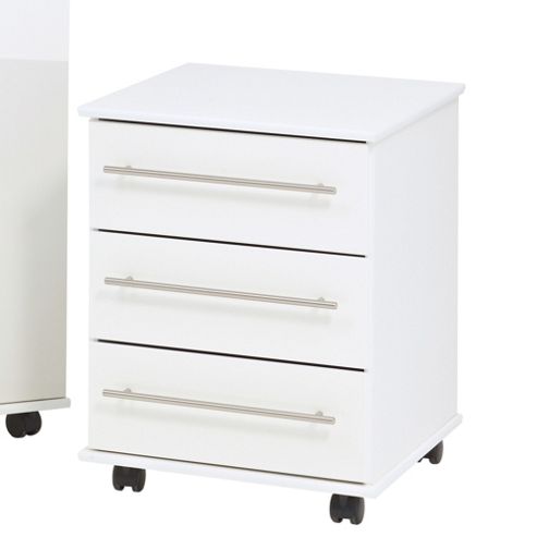 Image of Ideal Furniture New York 3 Drawer Bedside Table - White