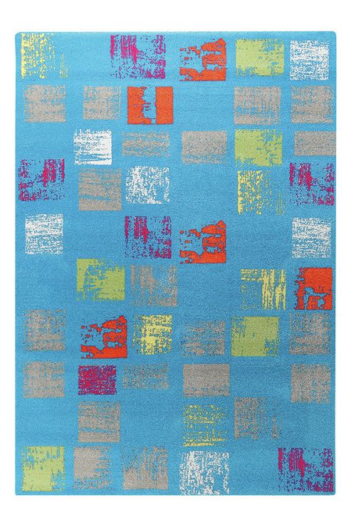 Image of Esprit Cuadros Blue Woven Rug - 200 Cm X 290 Cm (6 Ft 7 In X 9 Ft 6 In)