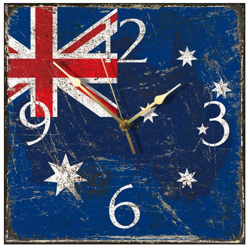 Image of Smith & Taylor Australia Flag Shabby Square Wall Clock