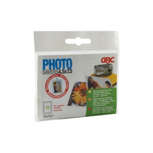 Image of Acco Gbc Laminating Pouch Photo Savers 45x75mm Self-seal Clear Pack Of 10 Ey11000