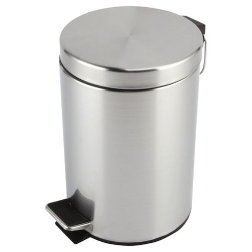 Image of Tesco 3 Litre Bathroom Bin, Brushed Chrome