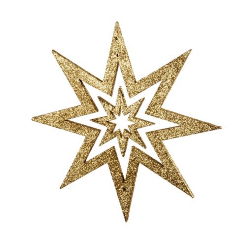 Image of Gold Glitter Star Hanging Christmas Decoration