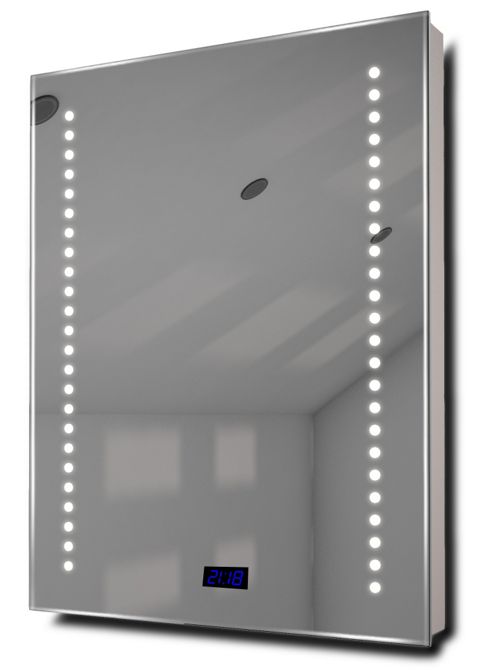 Image of Diamond Shaver Bathroom Mirror With Clock, Demisting Pad & Sensor K189