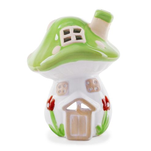 Image of Mushroom House Terracotta Tealight Lantern For Garden Or Home