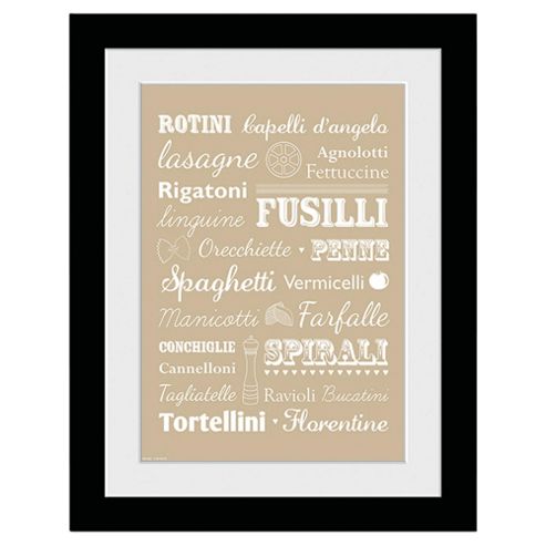 Image of Pasta Typography Framed Print, 30x40cm