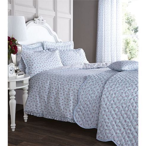Image of Catherine Lansfield Home Ditsy Fully Lined Curtains 66x72 Inches - Duck Egg