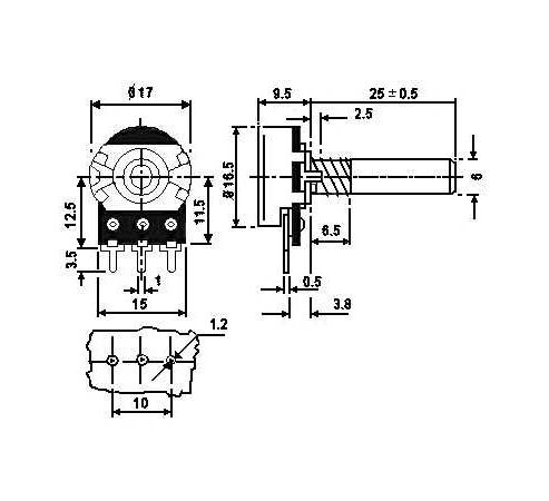 Image of Min Linear Potentiometer 100k