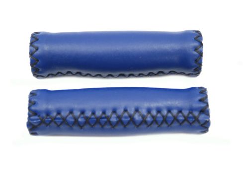 Image of Ultimate Hardware Stitched Leather Effect Handlebar Grips Blue