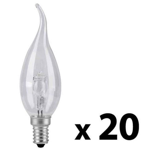 Image of Pack Of Twenty Minisun Ses E14 Energy Reducing 28w Bent Tip Clear Candle Bulbs Warm White