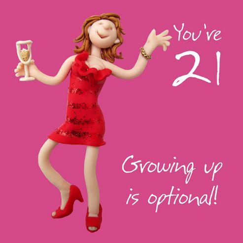 Image of Holy Mackerel Happy 21st Birthday. Your 21, Growing Up Is Optional Greetings Card