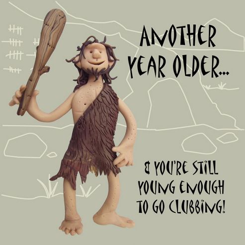 Image of Holy Mackerel Stoneage Clubbing Greetings Card