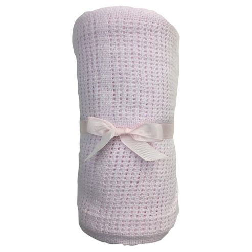 Image of Tesco Cot Bed Cellular Blanket, Pink