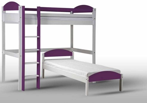 Image of Maximus L Shape High Sleeper White With Lilac Details