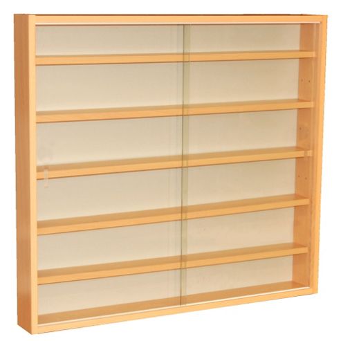Image of Reveal - 6 Shelf Glass Wall Display Cabinet - Beech