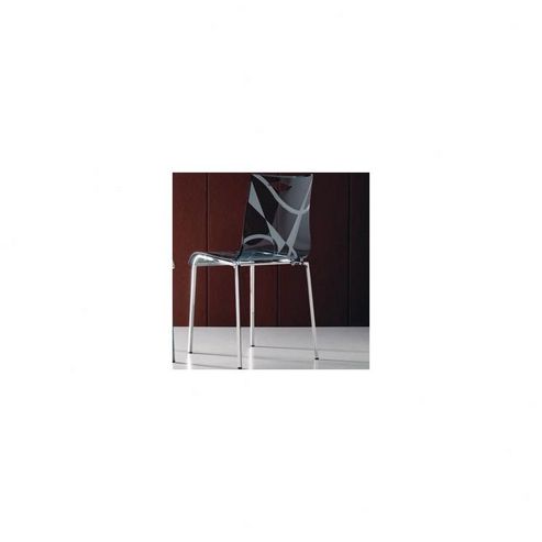 Image of Ozzio Design Lizzy Chair (set Of 2) - Chrome - Fum-- Transparent Vitrex With Laser Pattern