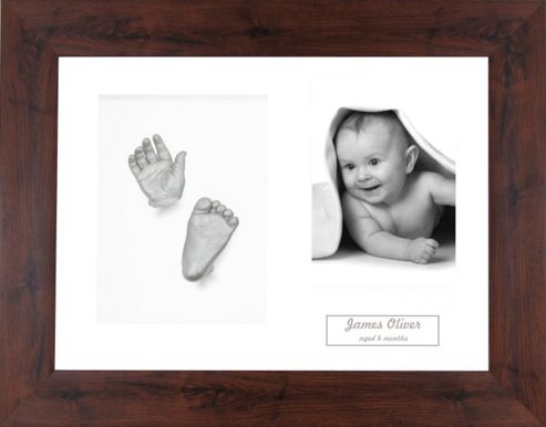 Image of 3d Baby Casting Kit - Mahogany Effect Frame - Silver Paint
