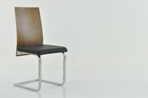 Image of Denver Black Faux Leather And Wood Dining Chair