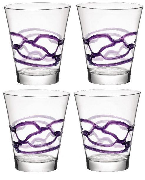 Image of Bormioli Rocco Ceralacca Tumblers Glasses - 385ml - 13oz - Purple - Set Of 4