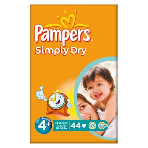 Image of Pampers Simply Dry Size 4+ Large Pack - 44 Nappies