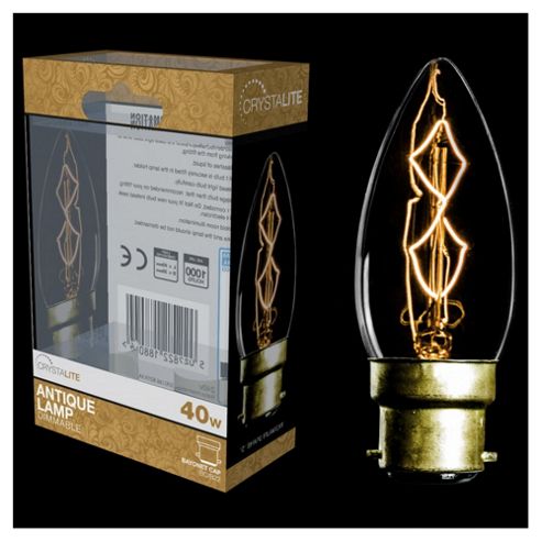 Image of 40w - Crystalite - Antique - C35 Candle - Bc - Clear - Z Shape Filament - 2 Pk Acetate Box