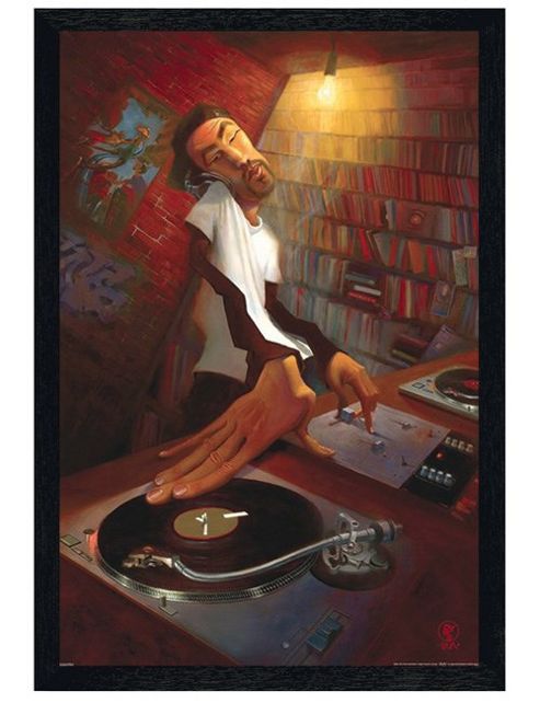 Image of Justin Bua Black Wooden Framed The Dj Poster