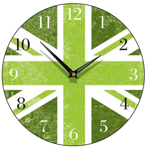 Image of Smith & Taylor Union Jack Round Wall Clock In Green