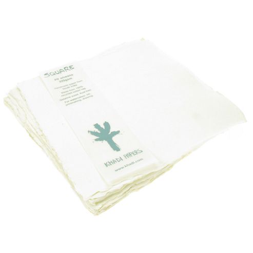 Image of Handmade Paper Made From 100% Recycled Cotton Rag. Small Square 20cm X 20cm, 20 Sheets, 320gsm.